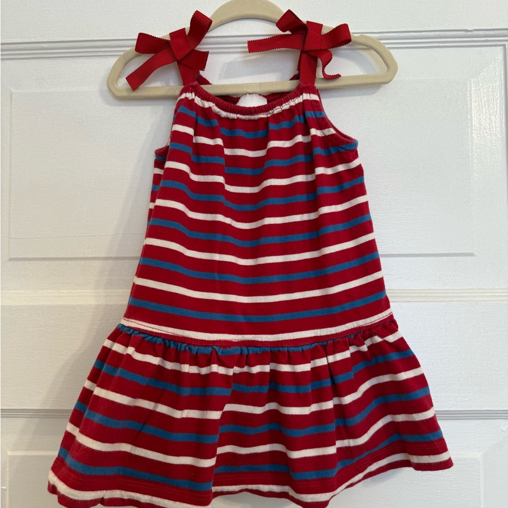 Hanna Andersson Red Striped Kids Dress with Bows